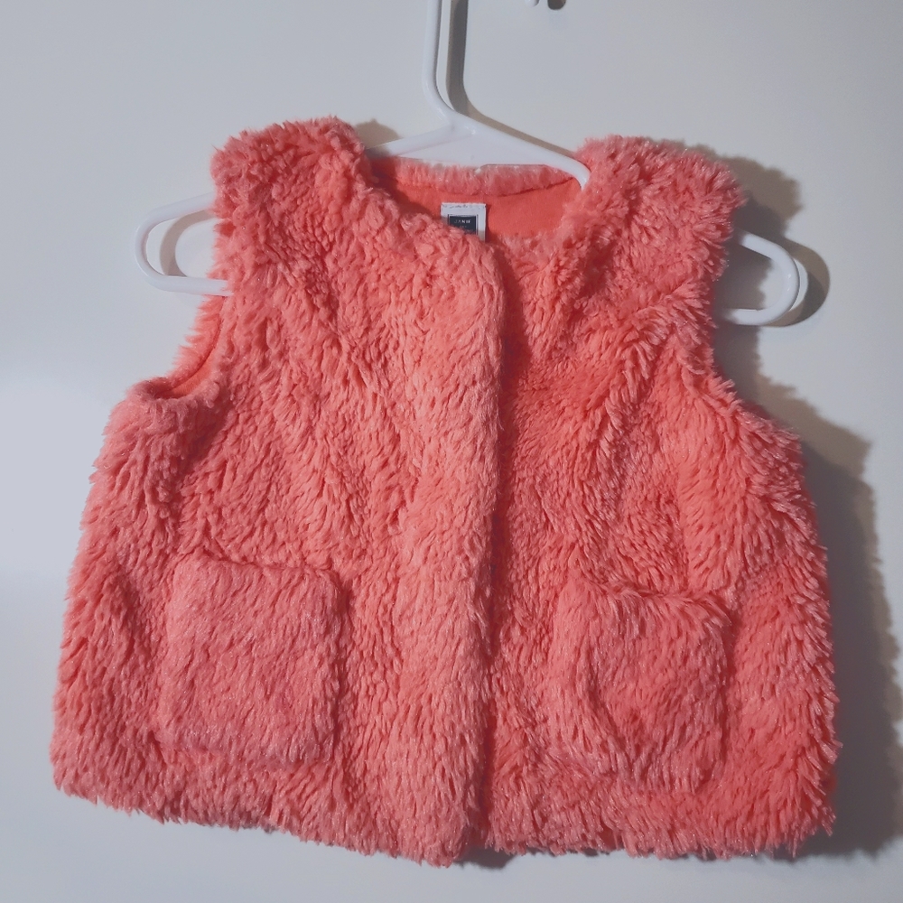 Janie and Jack coral orange fur vest